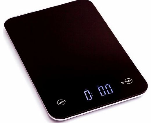 Ozeri Touch Digital Kitchen Scale (5 kg / 11 lb Edition), Tempered Glass in Elegant Black