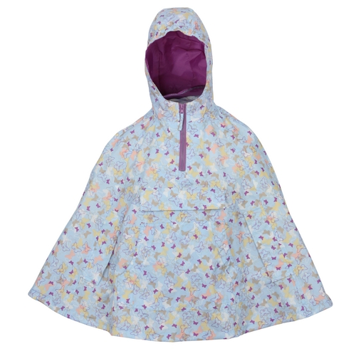 Packables Girl` Waterproof Butterflies Poncho