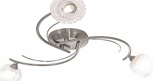 PAGAZZI  Raleigh 3 Light Semi Flush Ceiling Light Satin Chrome