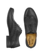 Pakerson Black Handmade Italian Leather Wingtip Oxford