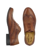 Pakerson Brown Handmade Italian Leather Wingtip Oxford