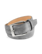 Pakerson Men` Gray Hand Painted Italian Leather Belt