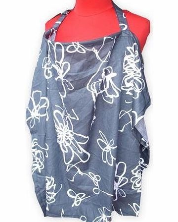 Palm and Pond Palm amp; Pond Grey/White Floral Baby Breastfeeding Cover Medium