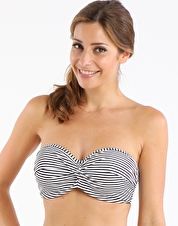 Panache, 1295[^]241307 Anya Stripe Bandeau Bikini - Black and White