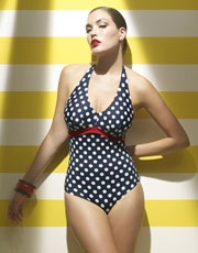 Monroe Halterneck Swimsuit - Blue Polka