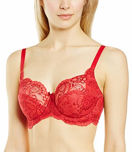 Panache  Womens Andora Full Cup Plain Everyday Bra, Red (Scarlet), 34GG