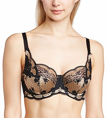 Panache  Womens Clara Full Cup Plain Everyday Bra, Black/Gold, 36DD