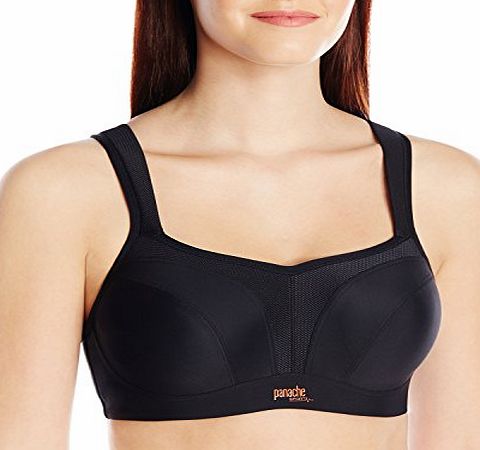 Panache  Womens Full Cup Plain Sports Bra, Black, Size: 34E