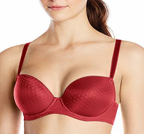 Panache  Womens Porcelain Grace Low Front Moulded T-Shirt Plain Everyday Bra, Red (Scarlet), 36F