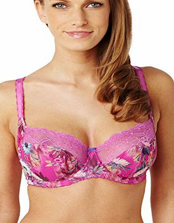 Panache Women Jasmine Balcony Checkered Everyday Bra, Multicoloured (Pink Floral), 36DD