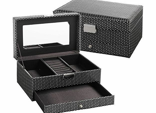 Black Diamond Effect Jewellery Box With Mirror