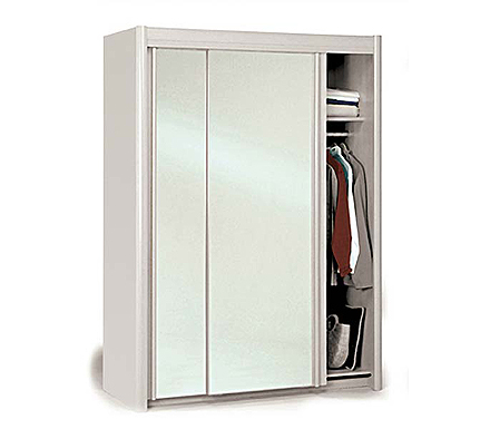 Carla Sliding Mirrored Wardrobe in White -