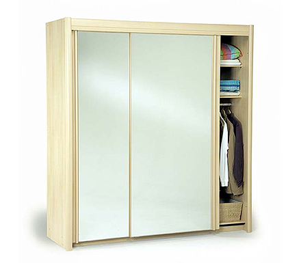 Carla Sliding Wide Double Wardrobe in Light Beech