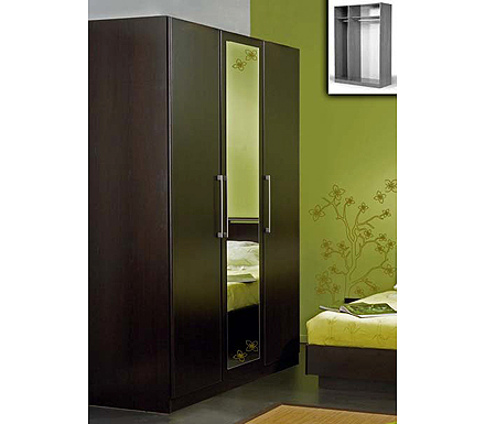 Jay 3 Door Mirrored Wardrobe in Wenge