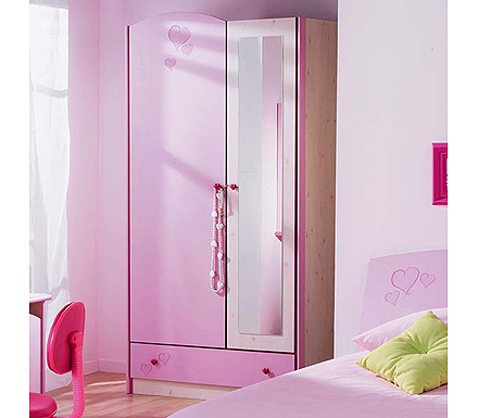 Zadie 2 Door 1 Drawer Mirrored Wardrobe - WHILE