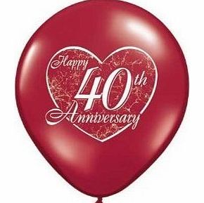 Party Nite 5 x 40th Ruby Wedding Anniversary Balloons