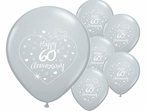 Partyangels 10 X 60TH DIAMOND WEDDING ANNIVERSARY HELIUM QUALITY 11``BALLOONS (PA)