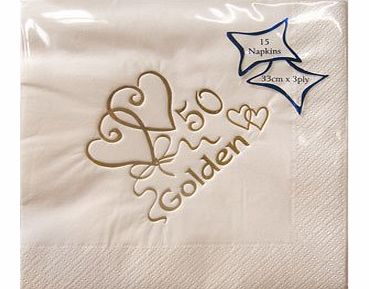 Partyrama Luxury 50th Golden Wedding Anniversary Napkins