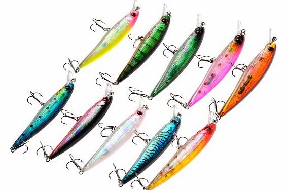 Patuoxun Plastic Laser Minnow Bass Fishing Lures Fishing Bait Hooks Tackle 8PCS/Lot