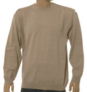 Beige Round Neck Wool Sweater