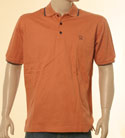 Paul & Shark Mens Burnt Orange with Navy Piping Short Sleeve Cotton Polo Shirt