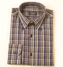 Paul & Shark Mens Navy Small Check Button Down Collar Long Sleeve Shirt