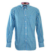 Paul and Shark Aqua and White Gingham Check Shirt