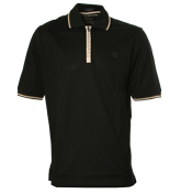 Paul and Shark Black 1/4 Zip Pique Polo Shirt