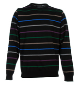 Paul and Shark Black Multicoloured Striped Wool