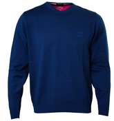 Paul and Shark Blue V-Neck Sweater