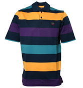 Paul and Shark Navy Stripe Pique Polo Shirt