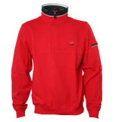 Paul and Shark Red 1/4 Zip Pique Sweatshirt