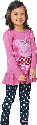 Peppa Pig Girls Pink Top and Leggings Set - 2-3