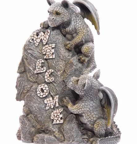 Dragon garden ornament Welcome Sign. 31cm tall