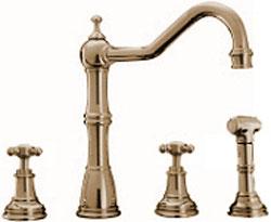 Perrin and Rowe 4775PF Country Collection Alsace Three Hole Sink Mixer Tap with Rinse