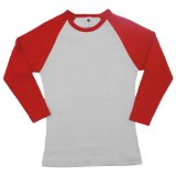 American Apparel - Baby Rib 3/4 Sleeve Raglan, White and Red, S