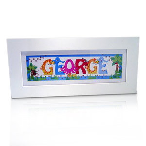 personalised Animal Name Frame Blue