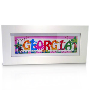 personalised Animal Name Frame Pink