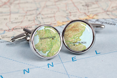 Personalised Atlas Style Map Cufflinks PTA165