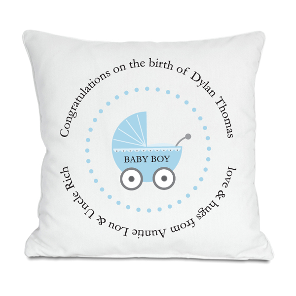 Personalised Baby Boy Birth Cushion