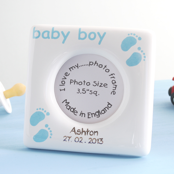 Personalised Baby Boy Fine Bone China Photo Frame