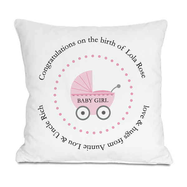 Personalised Baby Girl Birth Cushion