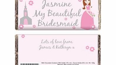 Personalised Beautiful Bridesmaid Chocolate Bar