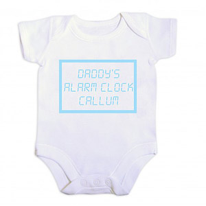 Blue Alarm Clock Baby Vest