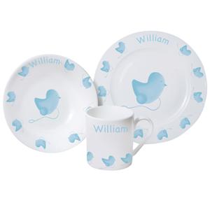 Personalised Blue Chick Breakfast Set