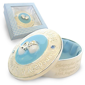 personalised Blue My First Keepsake Trinket Box