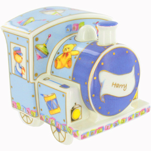 personalised Bone China Train Money Box