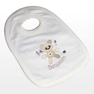 Personalised Cotton Zoo Boys Tweed the Bear Bib