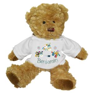 Personalised Cotton Zoo Farmyard Boys Teddy