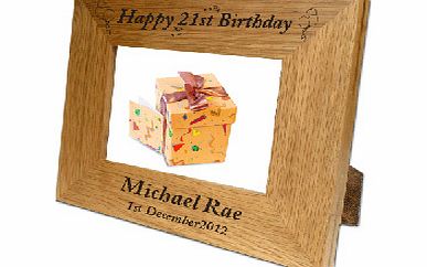 Engraved 21st Birthday 6 x 4 Oak